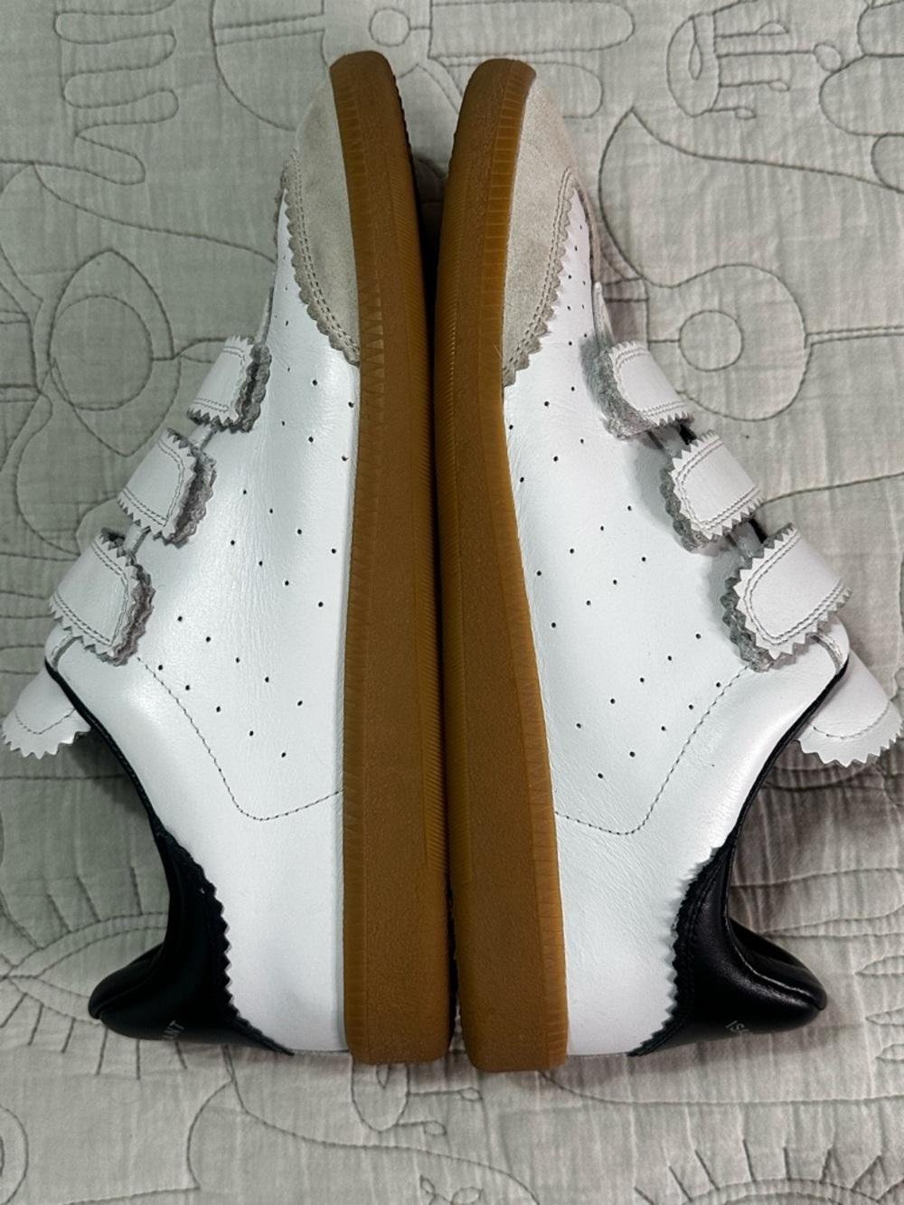 Isabel Marant Beth Velcro Sneakers White Black Suede Size 39 EU - Picture 4 of 13